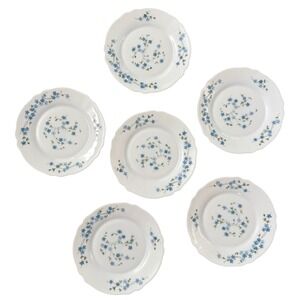 Vintage Arc Arcopal France Veronica Blue Floral 7.5" Plates Set of 6